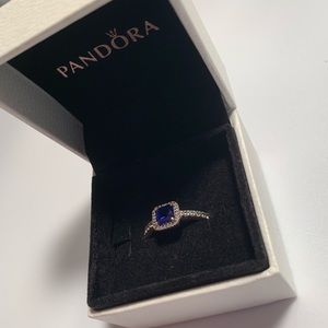 Timeless Elegance Blue Crystal & CZ PANDORA Ring